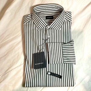 Ermenegildo Zegna shirt. Size 16/41. Olive green stripe. Brand new with tags!